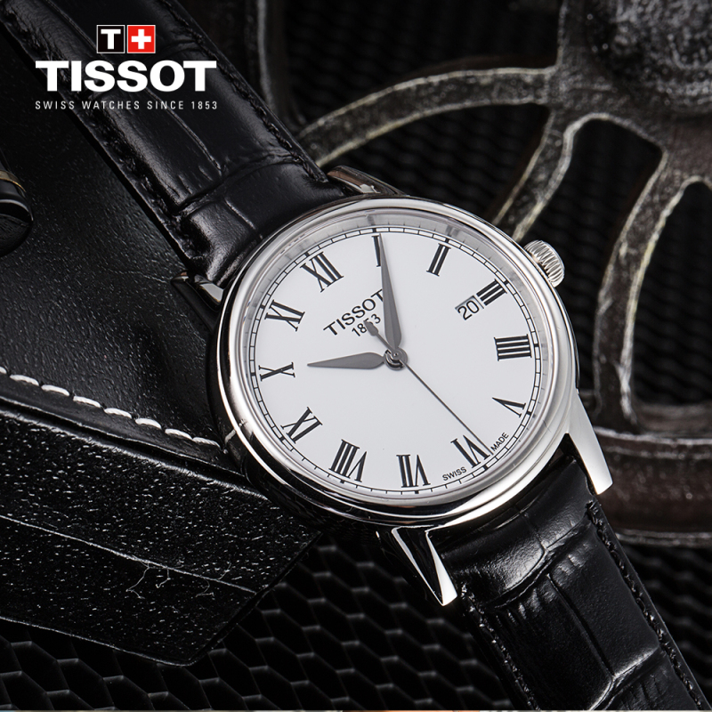 天梭tissot瑞士手表卡森系列复古皮带男士石英表t0854101601300