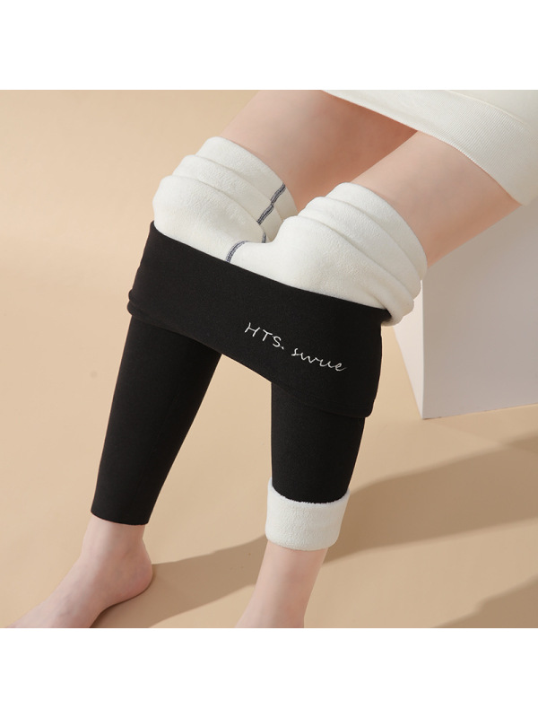 德绒秋裤女内穿冬季加绒加厚羊羔绒保暖裤无痕裤高腰打底棉裤女士