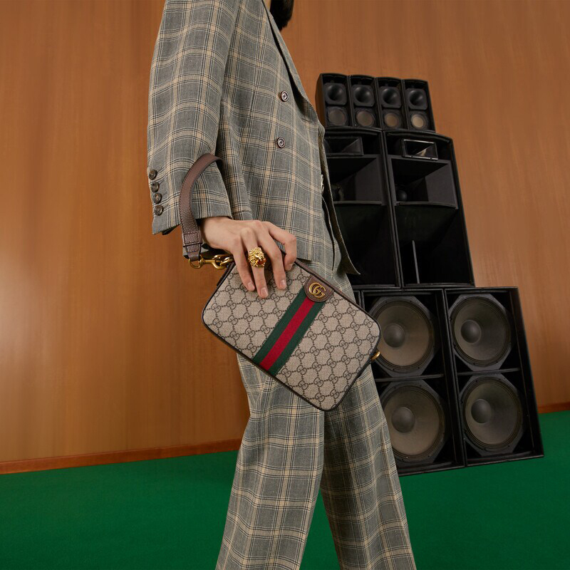 GUCCI 古驰 男女同款Ophidia系列帆布配皮单肩斜挎包手拿包 699439 9C2ST