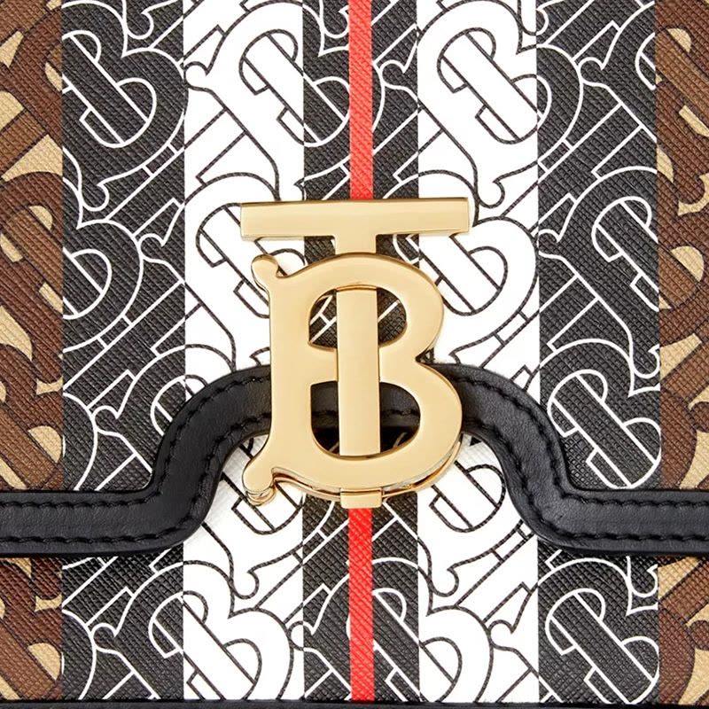 预售 博柏利 BURBERRY TB 口盖包中号 TB标识TB LOGO织物 女士手提包8019337金扣图片