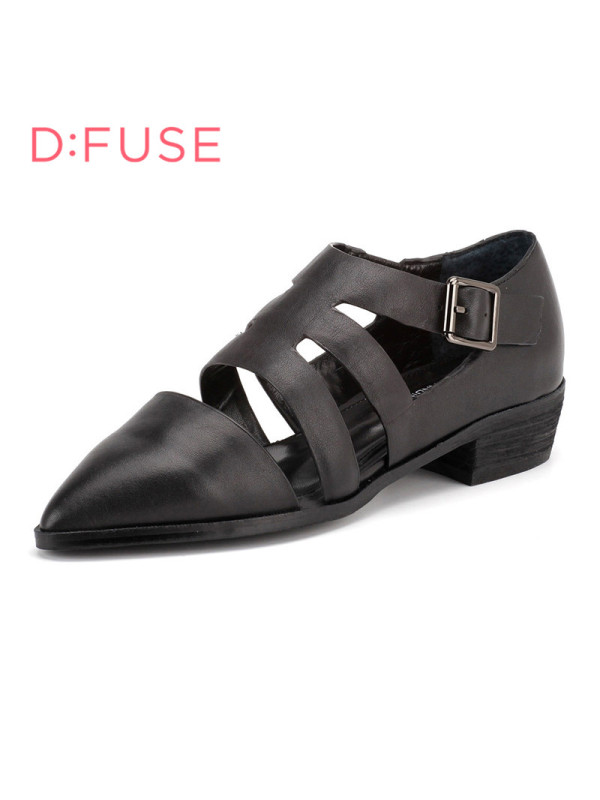 迪芙斯D:FUSE牛皮尖头中跟套脚饰扣深口鞋女 DF61114011
