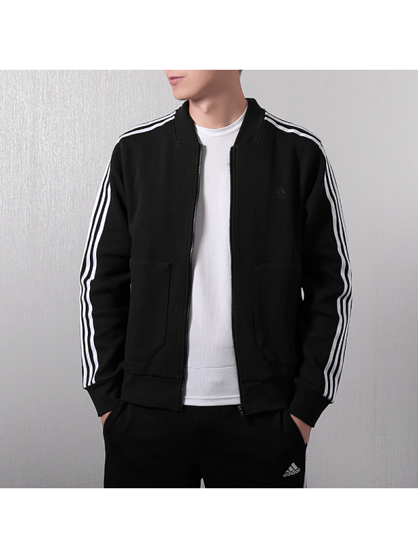 阿迪达斯运动上衣冬季男子针织立领开衫休闲夹克外套-DT2474