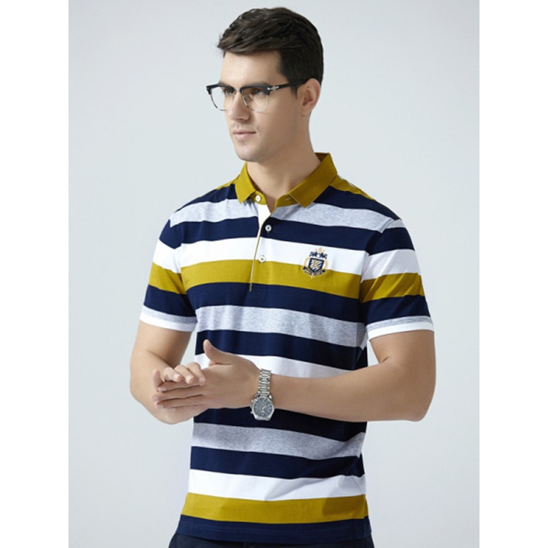 传奇保罗polo衫男短袖夏季秋香绿商务休闲韩版条纹t恤