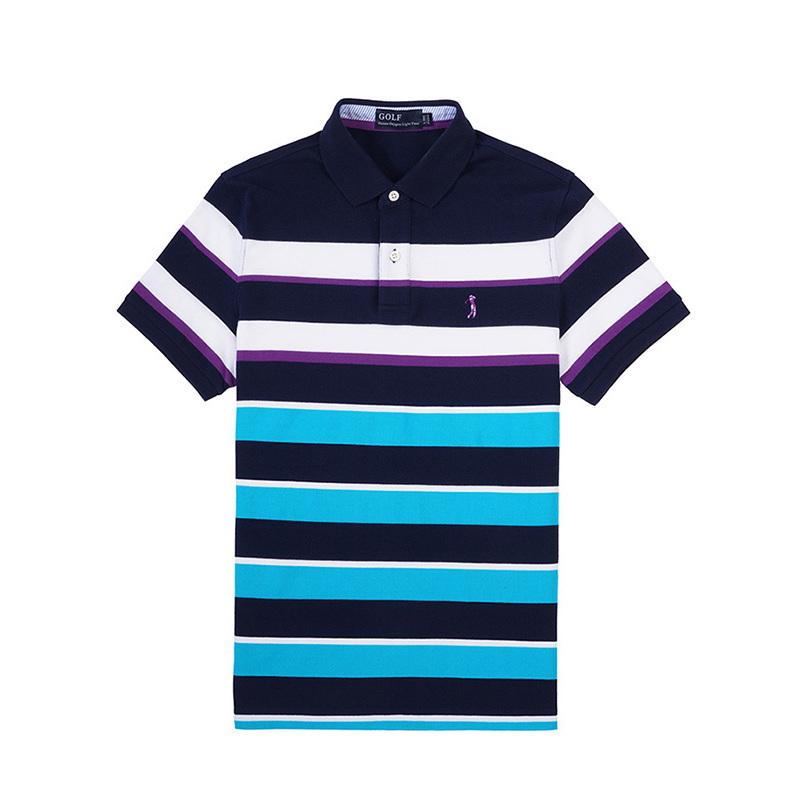 GOLF/高尔夫短袖t恤男士条纹休闲翻领T恤男polo衫简约修身保罗衫