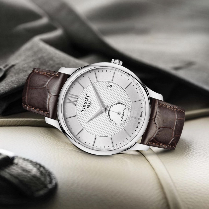 tissot天梭俊雅系列皮带男士自动机械表t0634281603800