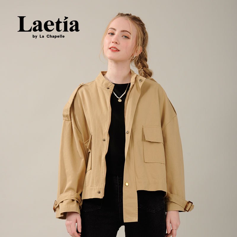 拉夏贝尔Laetia 年春季新款甜酷女孩港风落肩学院外套女上衣903611096