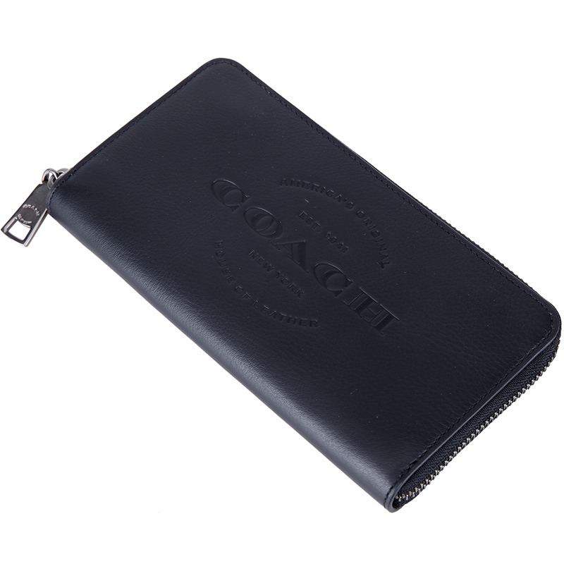 coach蔻驰男士黑色皮质长款钱包钱夹f24648blk