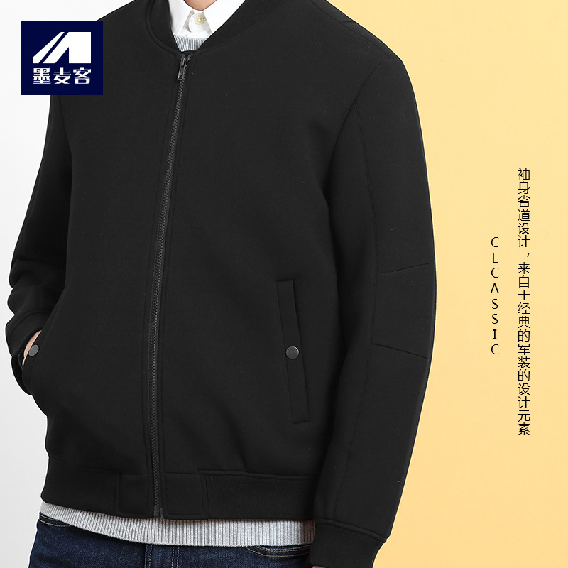 墨麦客男装春季新款棒球领夹克男士韩版茄克外套针织长袖外套