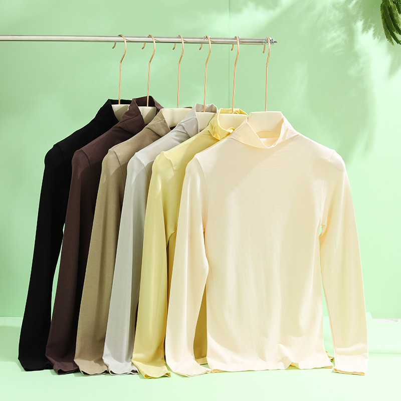 莫代尔保暖内衣女上衣秋冬羊毛秋衣半高领打底衫可外穿保暖衣