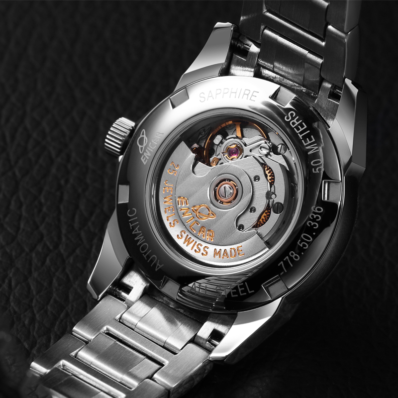 英纳格enicar经典系列时尚简约休闲商务钢带自动机械女士手表77850336