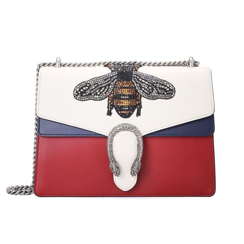 GUCCI 古驰 Dionysus 酒神包 单肩包 斜挎包 链条包 双虎头搭扣粒纹皮403348银扣图片