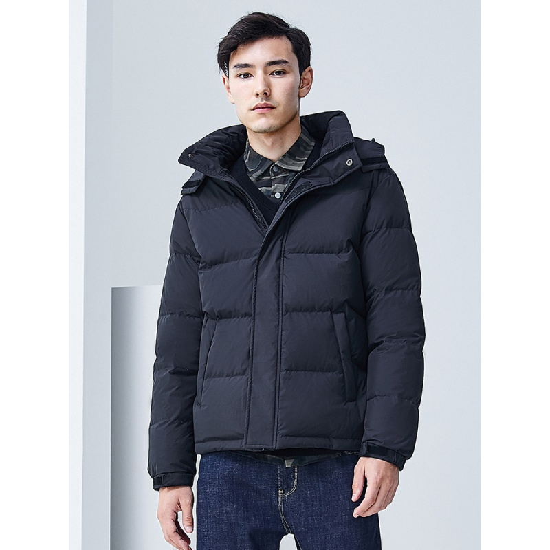 高梵韩版时尚羽绒服男短款2018冬季新款连帽加厚保暖羽绒外套