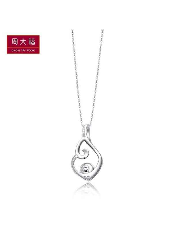 周大福首饰婀娜白金/PT950铂金钻石坠