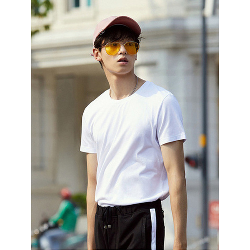 GXG短袖T恤男装夏季男士黑白打底衫都市舒适圆领T恤_1