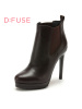 D：Fuse/迪芙斯短靴冬新款牛皮圆头超高细跟女鞋DF54115027