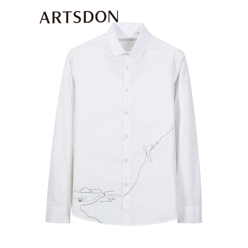Artsdon/阿仕顿男装简约休闲衬衫春秋季棉质长衬男