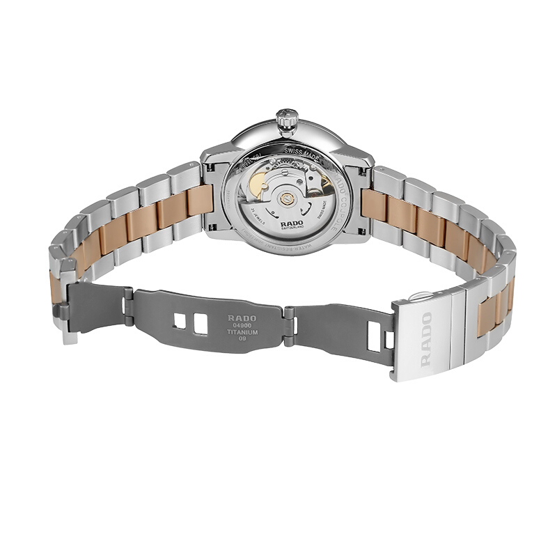 雷达rado瑞士手表晶璨系列时尚商务石英男表377mm黑盘玫瑰金钢带r22