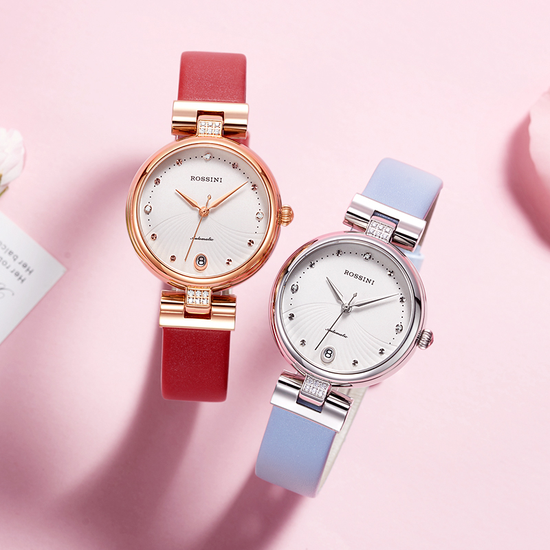 罗西尼rossini手表女自动机械表女时尚休闲潮流百搭休闲精钢防水女表