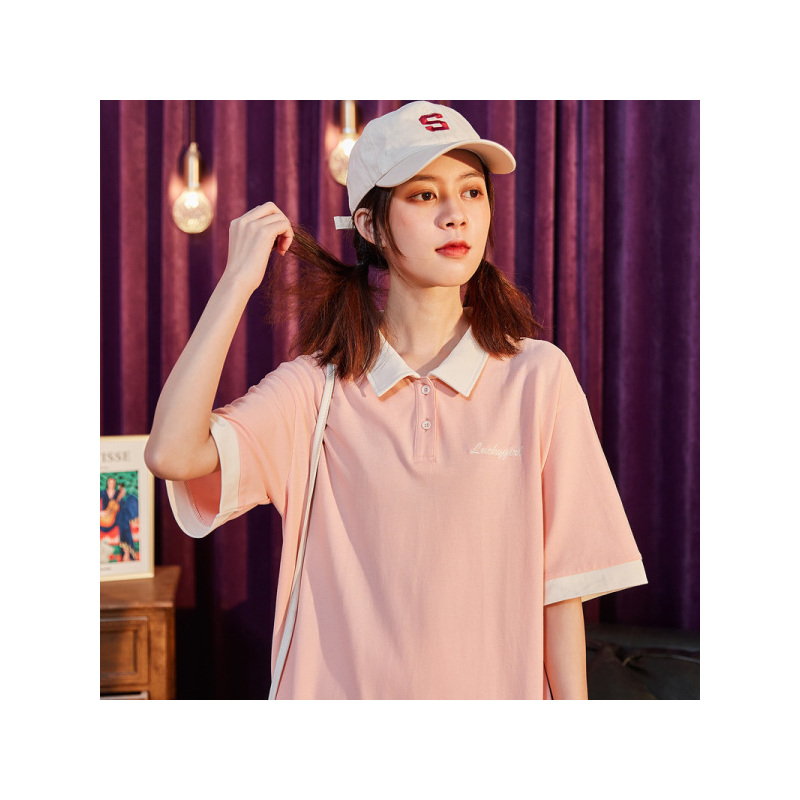 唐狮2020夏新款POLO衫连衣裙女显瘦短袖小翻领T恤裙可盐可甜裙子