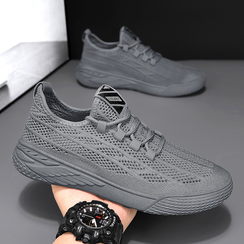 男鞋夏季透气薄款防臭飞织网面网鞋男士运动跑步休闲轻便工作潮鞋