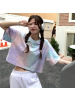 扎染短款短袖韩版宽松露脐T恤设计感小个子女夏新款辣妹上衣ins潮
