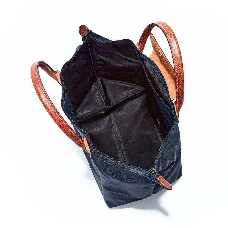 珑骧 LONGCHAMP 奢侈品 女士 蓝色中号织物短柄可折叠手提饺子包LL1623 089 P68