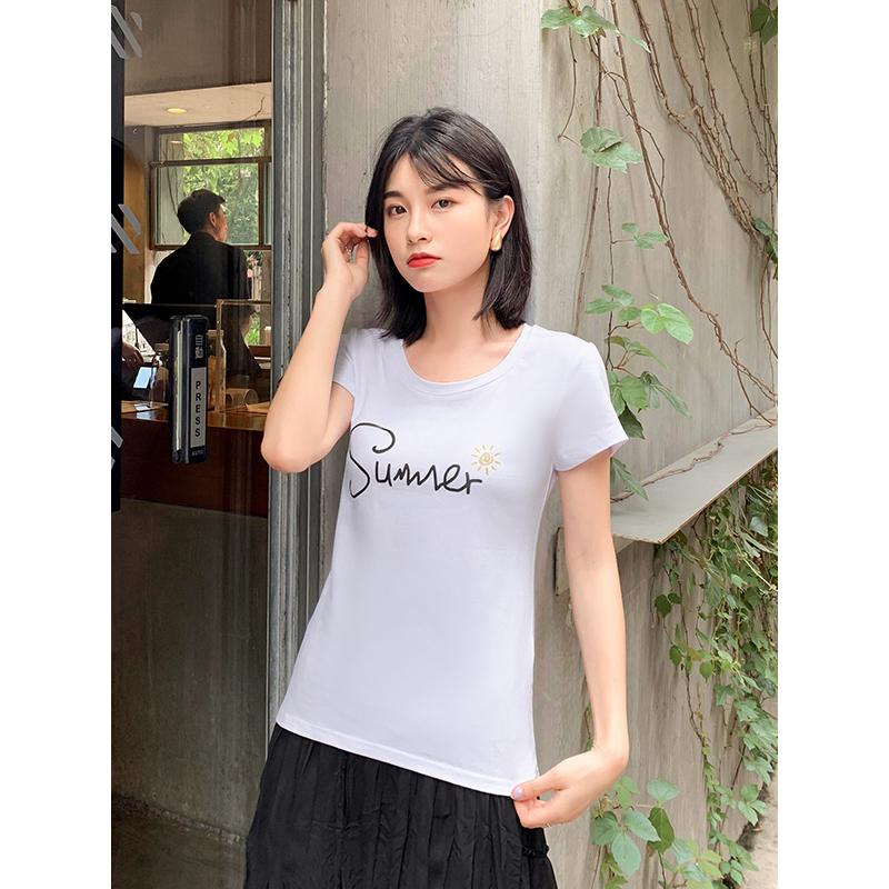 如熙 短袖T恤女新款韩版ins潮修身衣服半袖上衣夏装