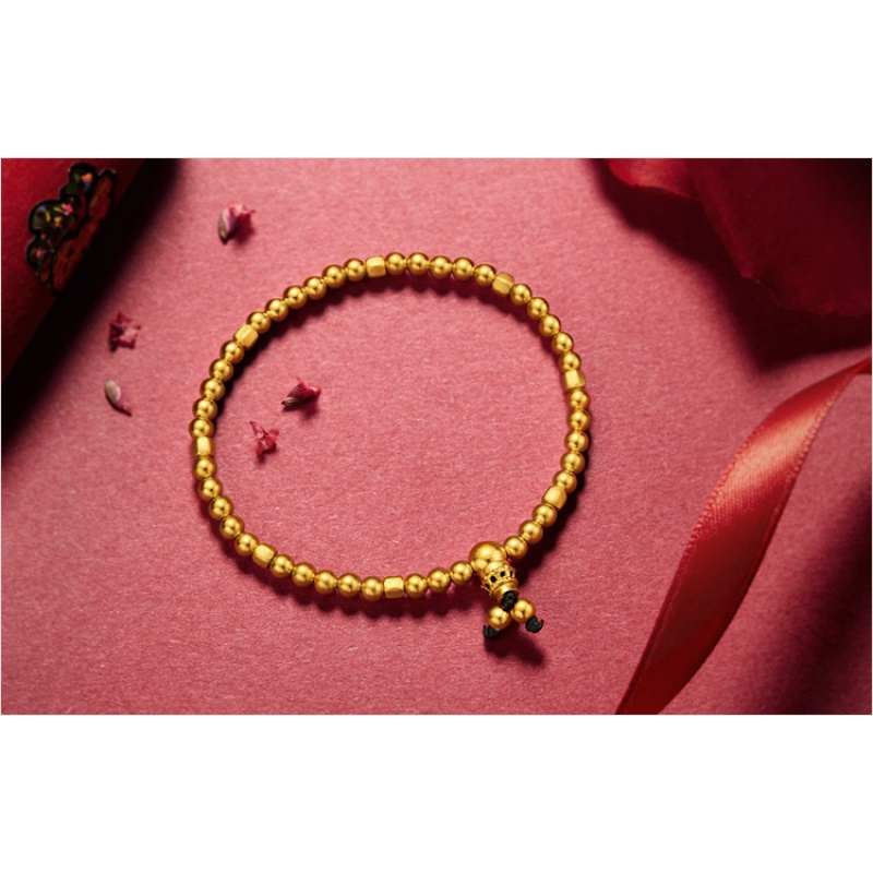 周大福传承系列金珠古法金足金手链计价甄品f209016工费658元