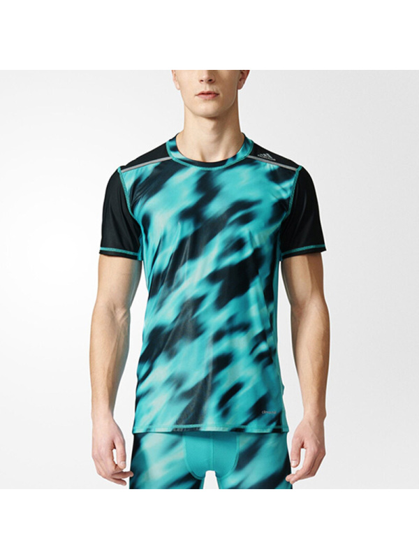 adidas阿迪达斯男子透气训练紧身服健身短袖T恤-BK3551