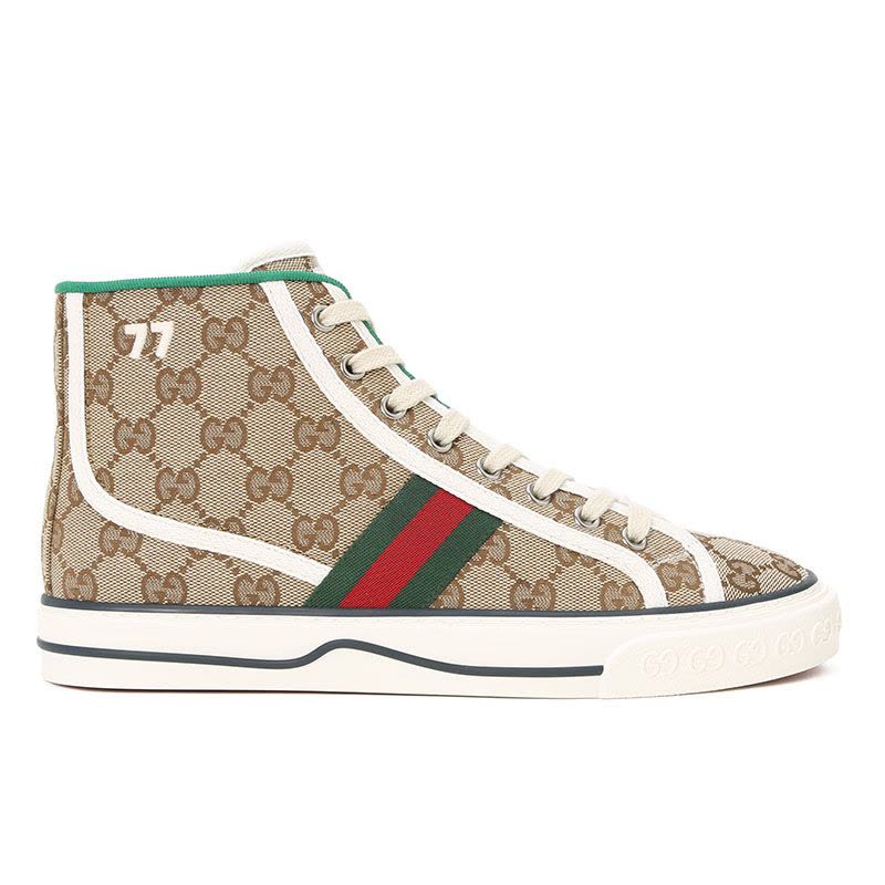 预售 古驰GUCCI Tennis 1977 高帮帆布鞋 老花老花帆布627838 女士高帮鞋帆布休闲鞋图片