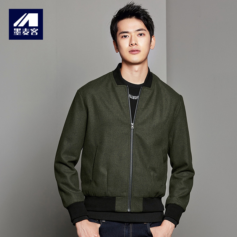 墨麦客男装秋季外套男青年上衣长袖韩版休闲秋装毛呢夹克
