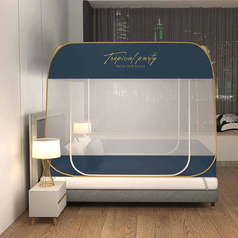 Ceba免安装蚊帐加密加厚蒙古包蚊帐1.5米床1.2m家用1.8x2.0三开帐子图片