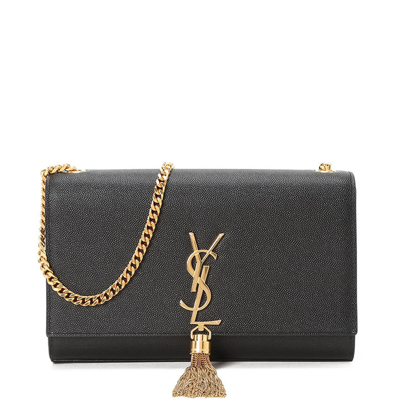 圣罗兰 YSL KATE 链条包中号 流苏款字母LOGO鱼子酱纹 女士单肩包 354119金链