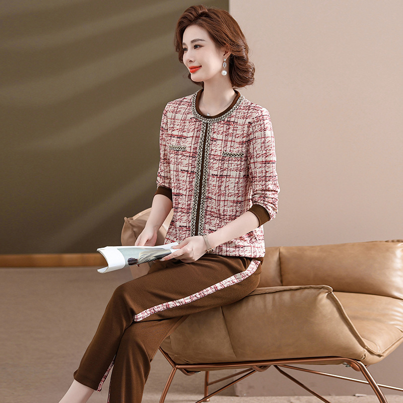 40岁中年女装服装60岁大码妈妈装套装时尚两件套年休闲女装女