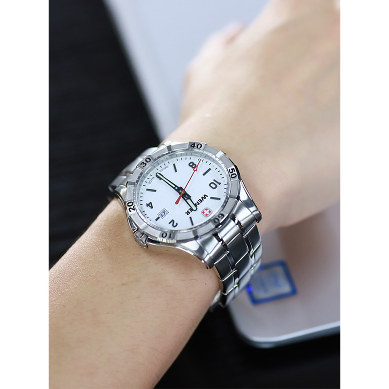 威戈/wenger 瑞士品牌男士手表钢带经典简约时尚潮流防水石英表 男 01