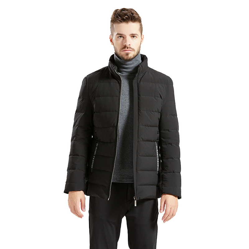 雪暖秋冬新款男士立领大码加厚中青年黑色中长款羽绒服
