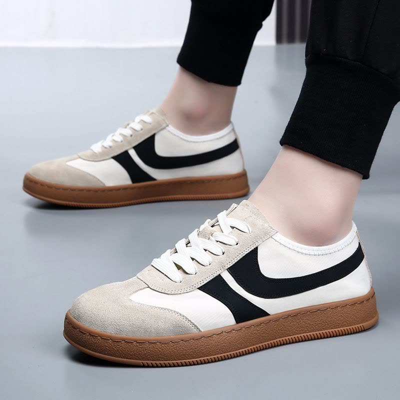 高端德训鞋男款真皮透气板鞋欧美休闲复古牛筋阿甘鞋男士小白鞋潮图片