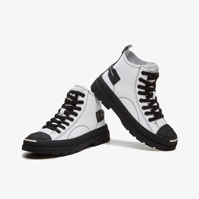 达芙妮2019秋款真皮小白鞋女新款高帮网红韩版百搭学生爆潮鞋