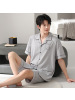 男士纯棉睡衣夏季薄款凉感短袖短裤两件套大码开衫男生家居服套装