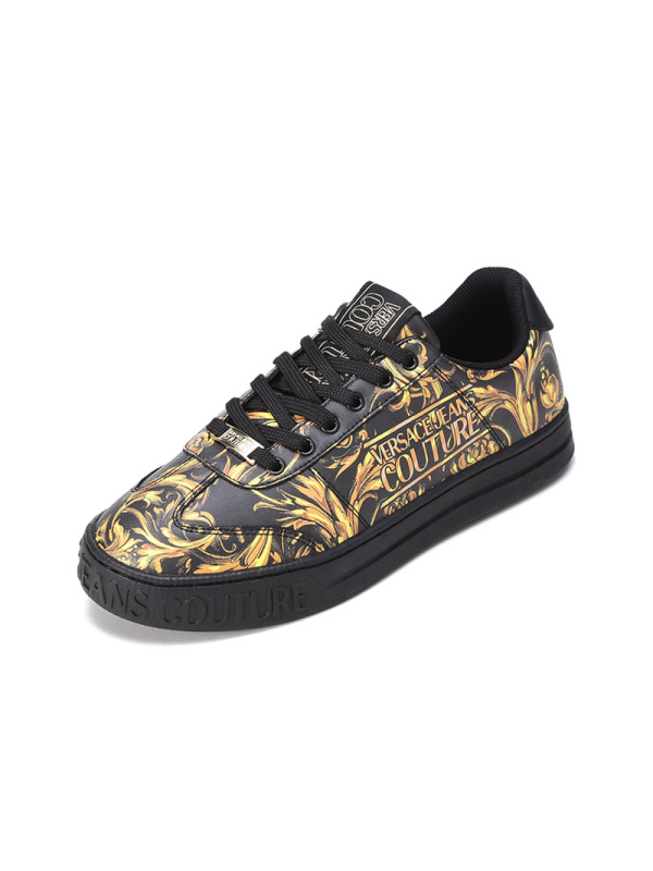 范思哲 VERSACE JEANS COUTURE 男士皮革等材质系带休闲运动鞋板鞋72YA3SK6 ZP100
