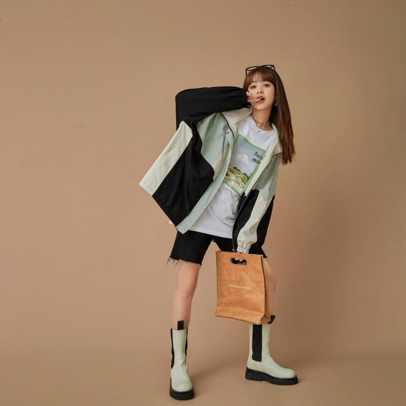 OtherMix白色打底T恤绿环保系列2021年新款棉长袖春季宽松内搭女