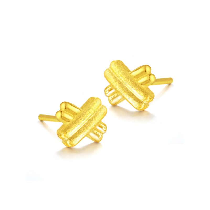 周生生chowsangsang足金首饰品闪沙x形耳环耳钉女款68705e计价