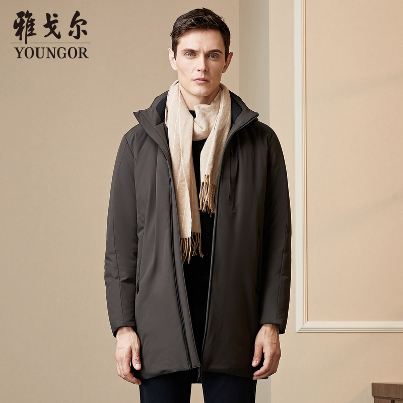 youngor雅戈尔新品男士商务休闲墨绿羽绒服955pqa参数