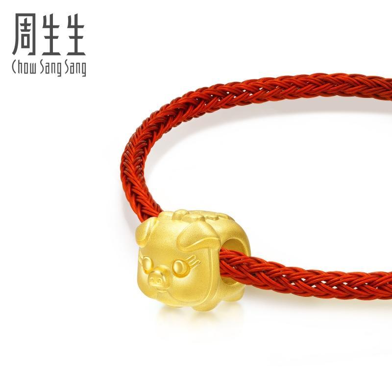 周生生chowsangsang黄金足金charme串珠系列猪仔钱罐转运珠90024c定价