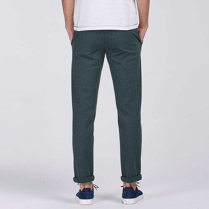 swjeans七匹狼全棉纯色简约直筒长裤合体修身弹力针织休闲裤男