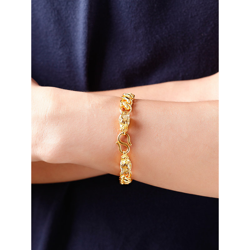 zhaoliang兆亮珠宝390元克黄金手链男款足金999金手链泰国龙头宽霸气