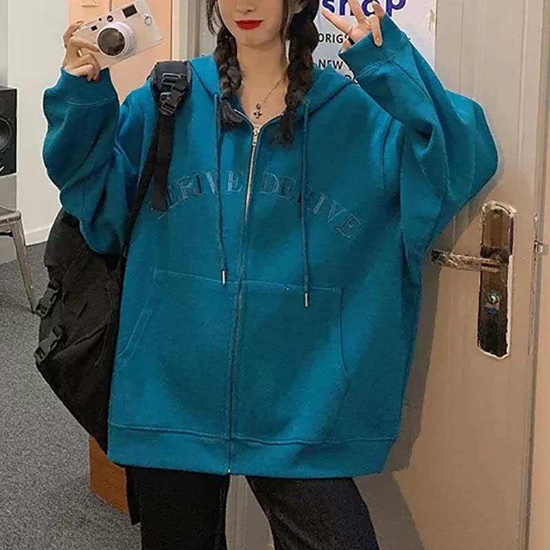 灰色连帽卫衣女春秋季新款小个子慵懒风长袖BF风外套开衫上衣ins图片