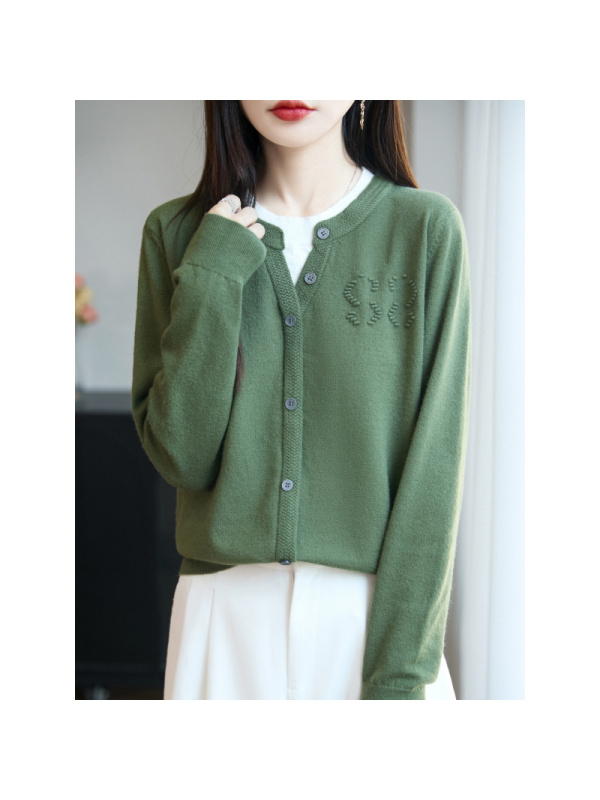 年秋冬新款安迪绒圆领针织衫长袖女凸点拼色设计感假两件上衣