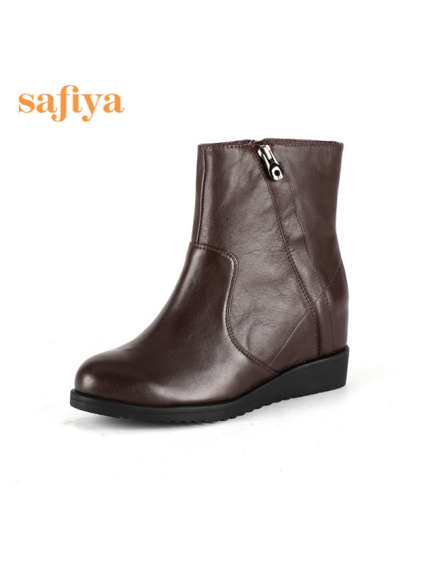 索菲娅Safiya牛皮圆头高跟拉链纯色深口女鞋SF54117076_TYe80