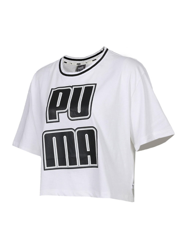 PUMA彪马白色短袖女休闲运动圆领短款T恤579533-02